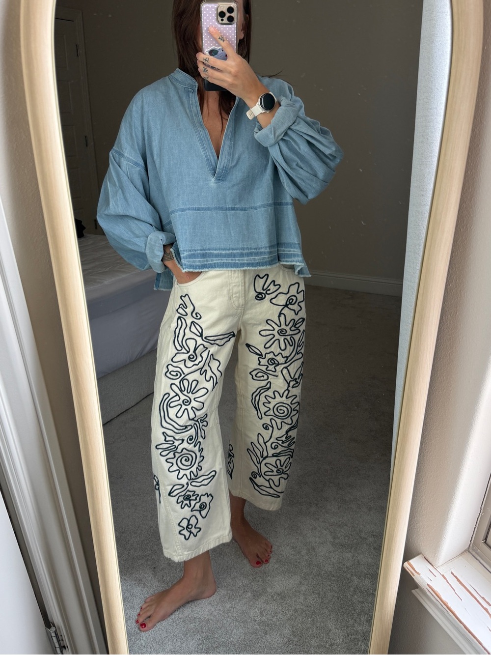 We The Free Good Luck Soutache Barrel Jeans